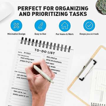 To Do List Notepad 6 Pack: Has Multiple Functional Sections - 5.2 x 8" 35 Sheets - Spiral Daily Plan...