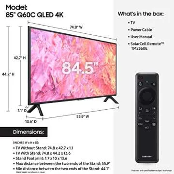 SAMSUNG 85-Inch Class QLED 4K Q60C Series Quantum HDR, Dual LED, Object Tracking Sound Lite, Q-Symph...