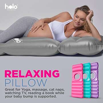 HOLO The Original Inflatable Pregnancy Pillow - Full Body Maternity Airbed/Float with Hole for Tummy - for Ultimate Sleeping Support & Comfort - Say Goodbye to Pregnancy Related Aches & Pains (Silver)
