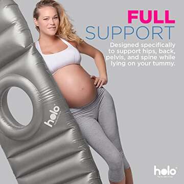 HOLO The Original Inflatable Pregnancy Pillow - Full Body Maternity Airbed/Float with Hole for Tummy - for Ultimate Sleeping Support & Comfort - Say Goodbye to Pregnancy Related Aches & Pains (Silver)