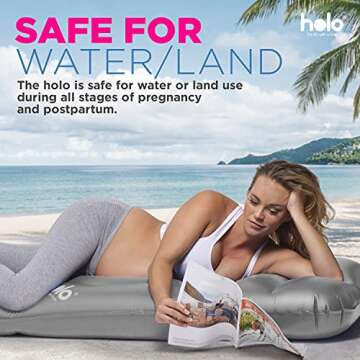 HOLO The Original Inflatable Pregnancy Pillow - Full Body Maternity Airbed/Float with Hole for Tummy - for Ultimate Sleeping Support & Comfort - Say Goodbye to Pregnancy Related Aches & Pains (Silver)