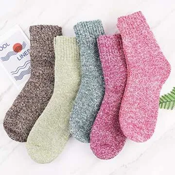 Jeasona Warm Winter Wool Socks for Women - Thermal Thick Gifts for Mom (Multicolored Light)