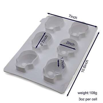 X-Haibei 3D Halloween Skull Crayon Wax Soap Cake Jello Silicone Mold Party Maker, 4oz per cell