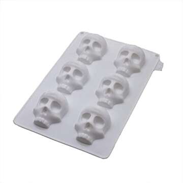 X-Haibei 3D Halloween Skull Crayon Wax Soap Cake Jello Silicone Mold Party Maker, 4oz per cell