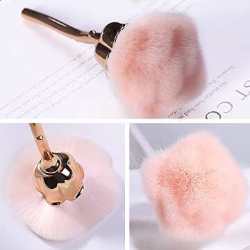 KuAoyoja Nail Art Dust Powder Remover, Pink Rose Soft Brush Acrylic Nail Arts Manicure Dust Cleaner ...