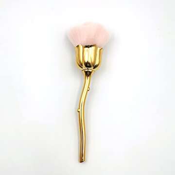 KuAoyoja Nail Art Dust Powder Remover, Pink Rose Soft Brush Acrylic Nail Arts Manicure Dust Cleaner Brush for Nail Trimming Cleaning Makeup Brush Tools (Pink)