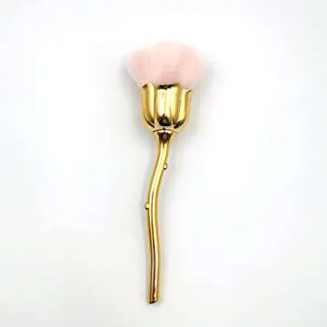 KuAoyoja Nail Art Dust Powder Remover, Pink Rose Soft Brush Acrylic Nail Arts Manicure Dust Cleaner Brush for Nail Trimming Cleaning Makeup Brush Tools (Pink)