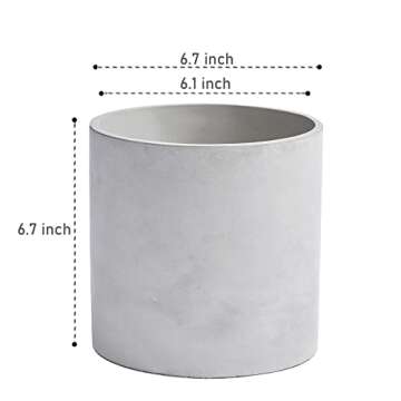 Tagobar Plant Pots Cement Planter Indoor- Modern 6.7 Inch Grey Flower Pot with Drainage Hole for Hom...