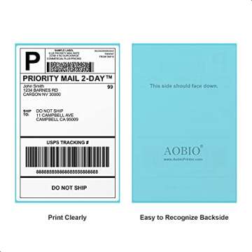 AOBIO 4X6 Direct Thermal Shipping Label Paper - 500Pcs - Commercial Grade Thermal Printer Labels - Compatible with Most Direct Thermal Printers (Fan-fold/500 Labels)