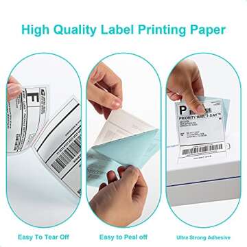 AOBIO 4X6 Direct Thermal Shipping Label Paper - 500Pcs - Commercial Grade Thermal Printer Labels - Compatible with Most Direct Thermal Printers (Fan-fold/500 Labels)