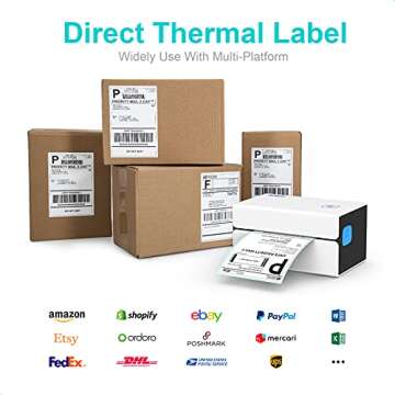 AOBIO 4X6 Direct Thermal Shipping Label Paper - 500Pcs - Commercial Grade Thermal Printer Labels - Compatible with Most Direct Thermal Printers (Fan-fold/500 Labels)