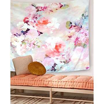 Jiamingyang Flower Elephant Print Wall Hanging Tapestry Bohemian Room Decor Bedding Rug (Large/80" x 60", Pink Flower)