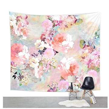 Jiamingyang Flower Elephant Print Wall Hanging Tapestry Bohemian Room Decor Bedding Rug (Large/80" x 60", Pink Flower)