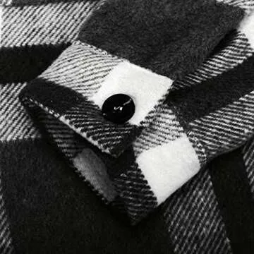 Women's Button Down Plaid Flannel Shirt Boyfriend Long Sleeve Oversized Blouses Tops 6017 Black Medium