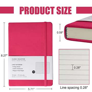 EMOMAS Lined Journal Notebook, (Rose Red), 160 Pages, Medium 5.7 inches x 8 inches - 100 gsm Thick P...