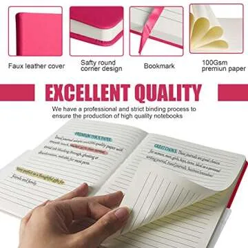 EMOMAS Lined Journal Notebook in Rose Red - 160 Pages