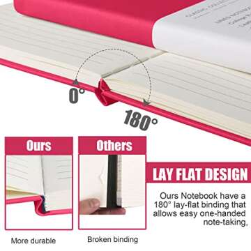 EMOMAS Lined Journal Notebook in Rose Red - 160 Pages