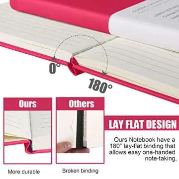 EMOMAS Lined Journal Notebook in Rose Red - 160 Pages