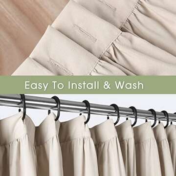 Homechoice Decor Camel Ruffle Shower Curtain, Vintage Handcrafted Bow Tie Ruched Microfiber Bath Curtain for Master Bathroom with 12 Buttonholes, 72" W x 72" H (LQ-10)