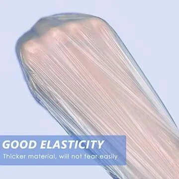 Aquior Shower Cap Disposable, 50 PCS Bath Caps Larger Thick Clear Waterproof Plastic Elastic Hair Bath Caps for Women, Hotel Travel Essentials Accessories Deep Conditioning Hair Care Cleaning Supplies