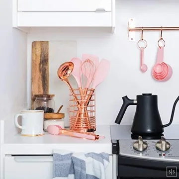 Stylish Copper and Pink Kitchen Utensils Set
