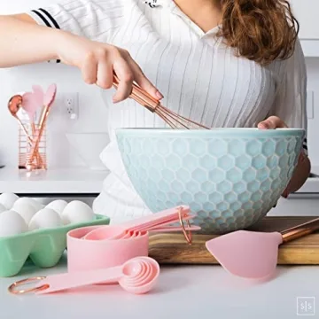 Stylish Copper and Pink Kitchen Utensils Set
