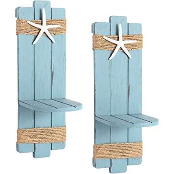 SOMTO Beach Starfish Wall Candle Sconces for Coastal Decor