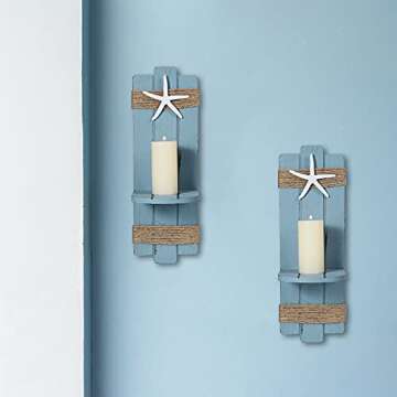 SOMTO Beach Starfish Wall Candle Sconces for Coastal Decor