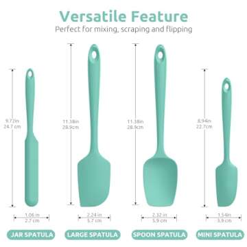 U-Taste Silicone Spatula Set with 600 Degrees Fahrenheit Heat Resistant (Teal/Aqua Sky)
