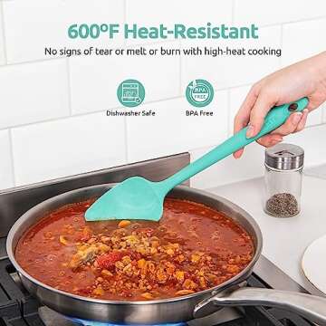 U-Taste Silicone Spatula Set with 600 Degrees Fahrenheit Heat Resistant (Teal/Aqua Sky)