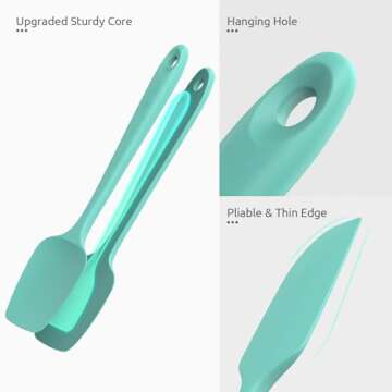 U-Taste Silicone Spatula Set with 600 Degrees Fahrenheit Heat Resistant (Teal/Aqua Sky)