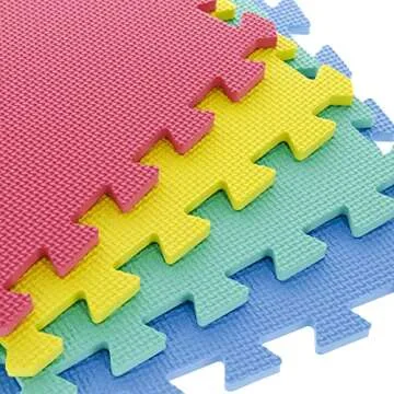 Interlocking Floor Mats - 8-Piece Nontoxic Exercise Mat or Play Mat for Toddlers, Babies or Kids - Foam Padding for Home Gym by Stalwart (Multicolor)