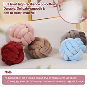 ZAKUN Knot Pillow Ball, Soft Round Throw Pillow Cushion Home Decorative Ball Pillows, Handmade Plush...