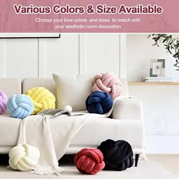 ZAKUN Knot Pillow Ball, Soft Round Throw Pillow Cushion Home Decorative Ball Pillows, Handmade Plush Throw Knotted Pillow for Home Décor Play Knot Ball(13.7inches,Blush)
