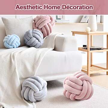 ZAKUN Knot Pillow Ball, Soft Round Throw Pillow Cushion Home Decorative Ball Pillows, Handmade Plush Throw Knotted Pillow for Home Décor Play Knot Ball(13.7inches,Blush)