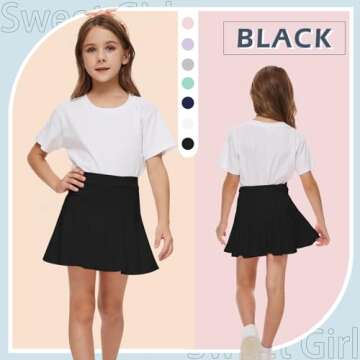 Neutocd Toddler Little Girls Skirts Skorts Elastic Flared Plain Pleated Tennis Skater Skirts for Gir...