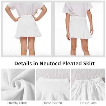 Neutocd Toddler Little Girls Skirts Skorts Elastic Flared Plain Pleated Tennis Skater Skirts for Girls Kids Built in Shorts Black/White