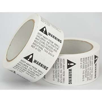 2 Rolls/1000 Labels,Suffocation Warning,Keep Away from Small Children,2" X 2" Removable Label Stickers