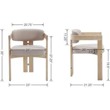 Stylish DM Furniture Farmhouse Dining Chairs Set of 2 - Upholstered Kitchen Chairs