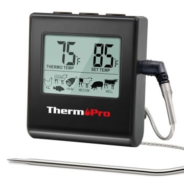 ThermoPro TP16 Large LCD Digital Meat Thermometer for Cooking, Smoking, Grilling, BBQ Food Thermomet...