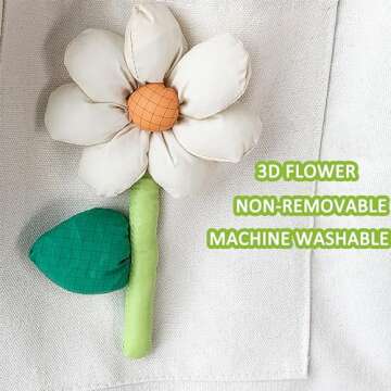 Stylish MOCCNORA 3D Flower Canvas Tote Bag for Women