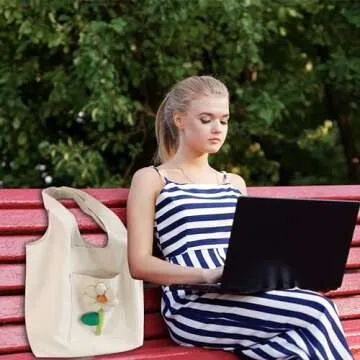 Stylish MOCCNORA 3D Flower Canvas Tote Bag for Women