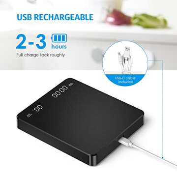 AMIR Digital Kitchen Scale with Timer - Precision & Rechargeable