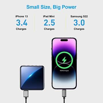 ummz Portable Charger with Built-in Cable,12000mAh 22.5W Fast Charging Small Power Bank,USB C Input/Output with Smart LED Display,External Battery Pack for iPhone,Tablet,Samsung