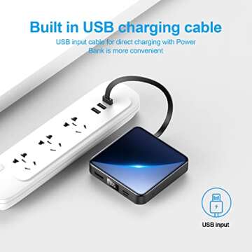 ummz Portable Charger with Built-in Cable,12000mAh 22.5W Fast Charging Small Power Bank,USB C Input/Output with Smart LED Display,External Battery Pack for iPhone,Tablet,Samsung