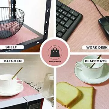 Rwotlls 12Pcs Refrigerator Liners, Washable Fridge Liner Mats Covers Pads for Glass Shelf Cupboard Cabinet Drawer Home Kitchen Accessories Organization (Pink)