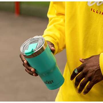 Beast 30 oz Tumbler Stainless Steel Vacuum Insulated Coffee Ice Cup Double Wall Travel Flask (Aquamarine Blue)