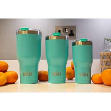 Beast 30 oz Tumbler Stainless Steel Vacuum Insulated Coffee Ice Cup Double Wall Travel Flask (Aquamarine Blue)