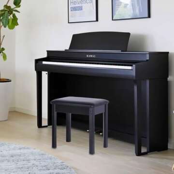 Solid Wood Single Piano Stool with Hidden Sheet Music Storage