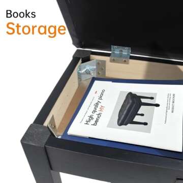 Solid Wood Piano Stool with Hidden Storage for Comfort